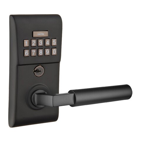 Hercules Modern Lever Storeroom Electronic Keypad Lock in Flat Black