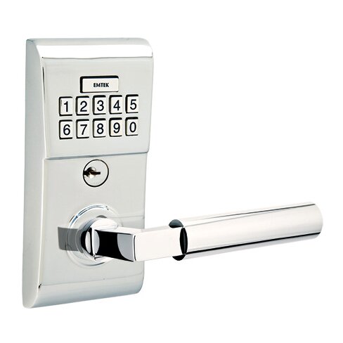 Hercules Right Hand Modern Lever Storeroom Electronic Keypad Lock in Polished Chrome