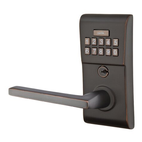 Helios Left Hand Modern Lever Storeroom Electronic Keypad Lock in Oil Rubbed Bronze