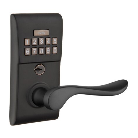 Luzern Modern Lever Storeroom Electronic Keypad Lock in Flat Black