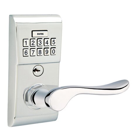 Luzern Right Hand Modern Lever Storeroom Electronic Keypad Lock in Polished Chrome