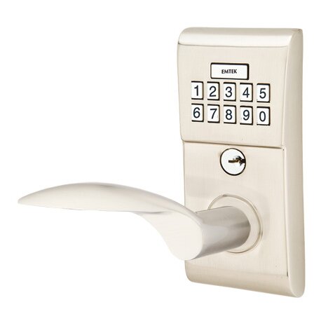 Mercury Left Hand Modern Lever Storeroom Electronic Keypad Lock in Satin Nickel