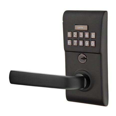 Sion Left Hand Modern Lever Storeroom Electronic Keypad Lock in Flat Black