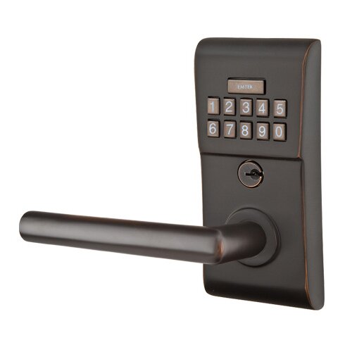 Stuttgart Left Hand Modern Lever Storeroom Electronic Keypad Lock in Oil Rubbed Bronze