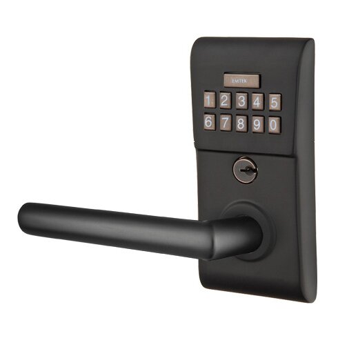 Stuttgart Left Hand Modern Lever Storeroom Electronic Keypad Lock in Flat Black