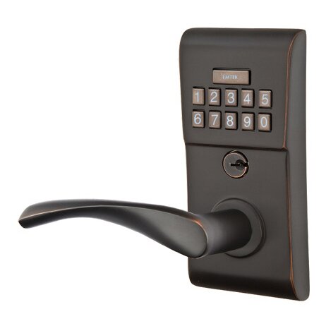 Triton Left Hand Modern Lever Storeroom Electronic Keypad Lock in Oil Rubbed Bronze