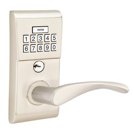 Triton Right Hand Modern Lever Storeroom Electronic Keypad Lock in Satin Nickel