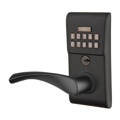 Triton Left Hand Modern Lever Storeroom Electronic Keypad Lock in Flat Black