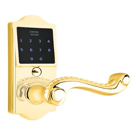 EMTouch Classic Keypad with Right Handed Rope Lever in Polished Brass
