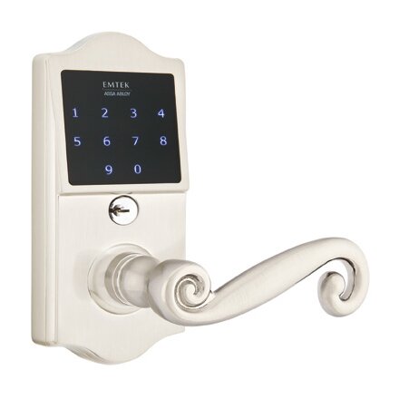 EMTouch Classic Keypad with Right Handed Rustic Lever in Satin Nickel