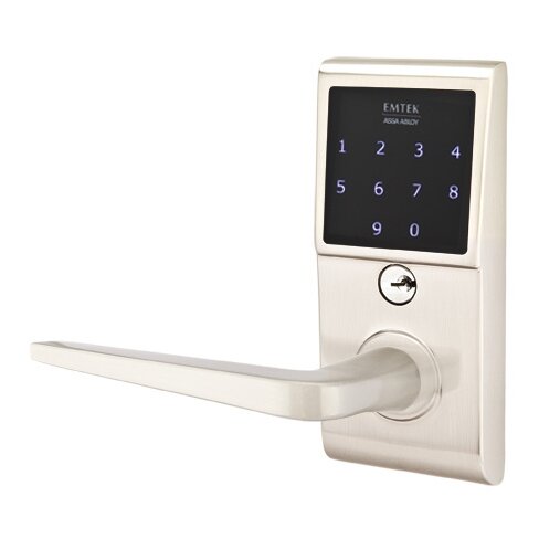 Athena Left Hand Emtouch Lever with Electronic Touchscreen Lock in Satin Nickel