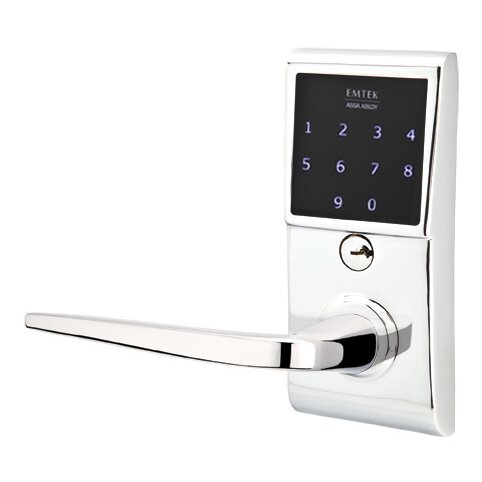 Athena Left Hand Emtouch Lever with Electronic Touchscreen Lock in Polished Chrome