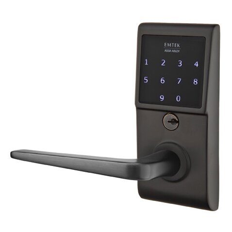 Athena Left Hand Emtouch Lever with Electronic Touchscreen Lock in Flat Black