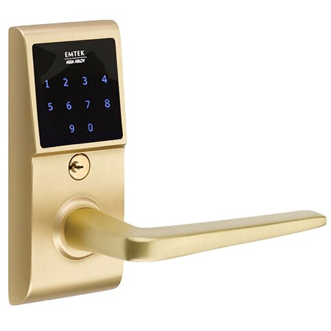 Athena Right Hand Emtouch Lever with Electronic Touchscreen Lock in Satin Brass