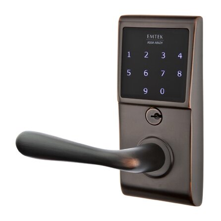 Basel Left Hand Emtouch Lever with Electronic Touchscreen Lock in Oil Rubbed Bronze