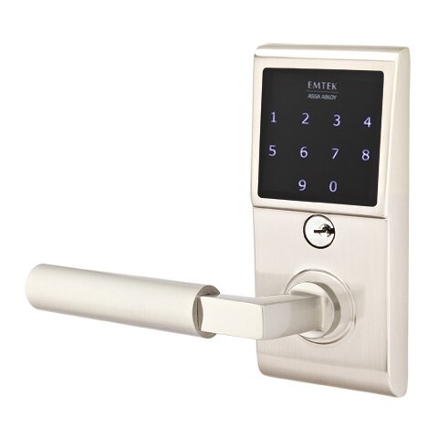 Hercules Left Hand Emtouch Lever with Electronic Touchscreen Lock in Satin Nickel