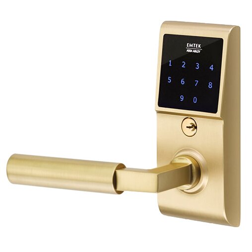 Hercules Left Hand Emtouch Lever with Electronic Touchscreen Lock in Satin Brass