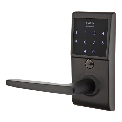 Hermes Left Hand Emtouch Lever with Electronic Touchscreen Lock in Flat Black