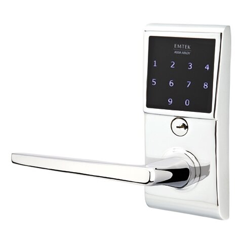 Hermes Left Hand Emtouch Lever with Electronic Touchscreen Lock in Polished Chrome
