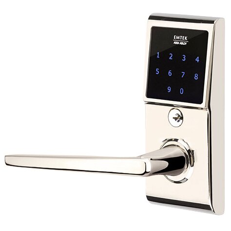 Hermes Left Hand Emtouch Lever with Electronic Touchscreen Lock in Polished Nickel