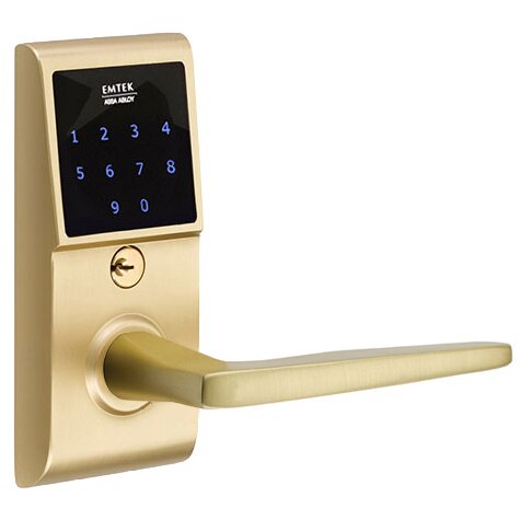 Hermes Right Hand Emtouch Lever with Electronic Touchscreen Lock in Satin Brass