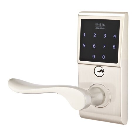 Luzern Left Hand Emtouch Lever with Electronic Touchscreen Lock in Satin Nickel