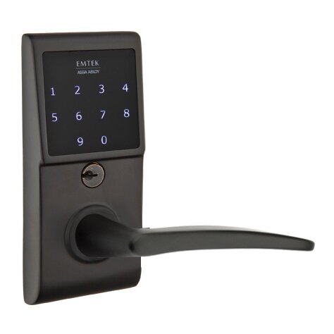 Poseidon Right Hand Emtouch Lever with Electronic Touchscreen Lock in Flat Black