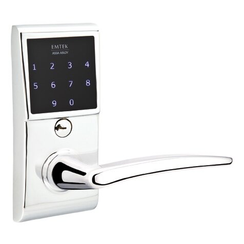 Poseidon Right Hand Emtouch Lever with Electronic Touchscreen Lock in Polished Chrome