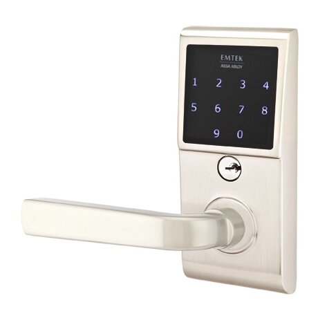 Sion Left Hand Emtouch Lever with Electronic Touchscreen Lock in Satin Nickel