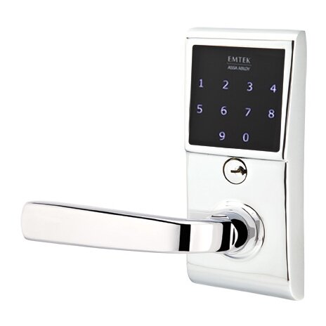 Sion Left Hand Emtouch Lever with Electronic Touchscreen Lock in Polished Chrome