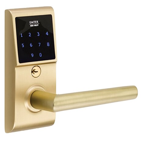 Stuttgart Right Hand Emtouch Lever with Electronic Touchscreen Lock in Satin Brass