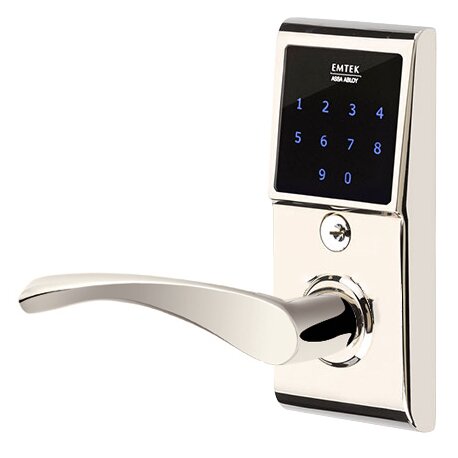 Triton Left Hand Emtouch Lever with Electronic Touchscreen Lock in Polished Nickel
