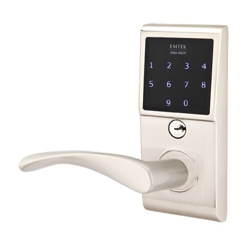 Triton Left Hand Emtouch Lever with Electronic Touchscreen Lock in Satin Nickel