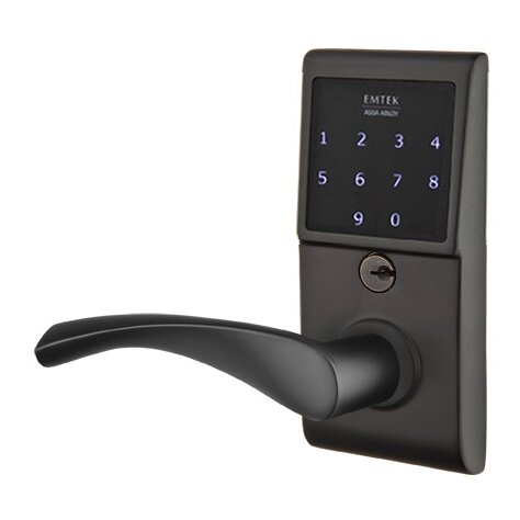 Triton Left Hand Emtouch Lever with Electronic Touchscreen Lock in Flat Black
