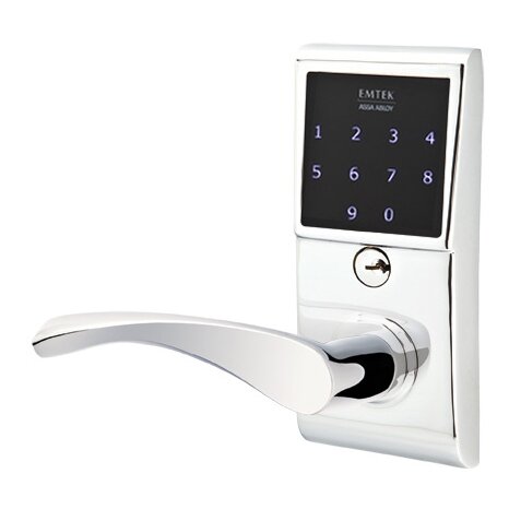 Triton Left Hand Emtouch Lever with Electronic Touchscreen Lock in Polished Chrome