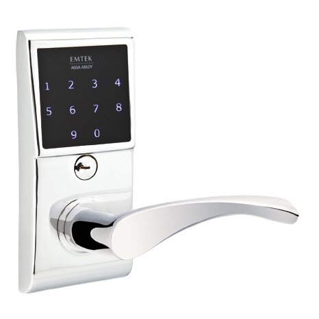 Triton Right Hand Emtouch Lever with Electronic Touchscreen Lock in Polished Chrome