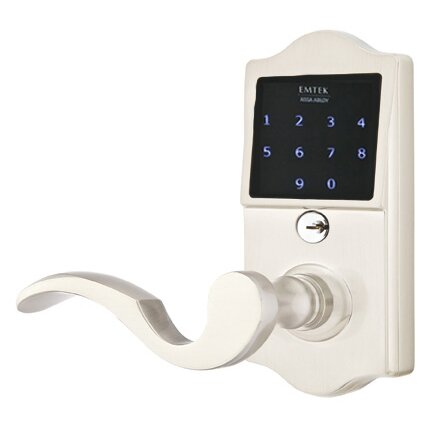 EMTouch Classic Keypad with Left Handed Cortina Lever Storeroom in Satin Nickel