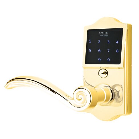 EMTouch Classic Keypad with Left Handed Elan Lever Storeroom in Polished Brass