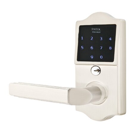 EMTouch Classic Keypad with Left Handed Milano Lever Storeroom in Satin Nickel