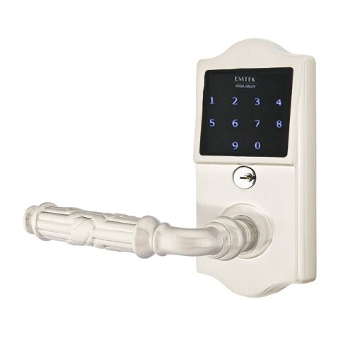 EMTouch Classic Keypad with Left Handed Ribbon & Reed Lever Storeroom in Satin Nickel