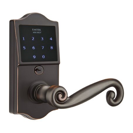 EMTouch Classic Keypad with Right Handed Rustic Lever Storeroom in Oil Rubbed Bronze