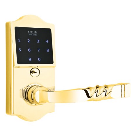 EMTouch Classic Keypad with Right Handed Santa Fe Lever Storeroom in Polished Brass