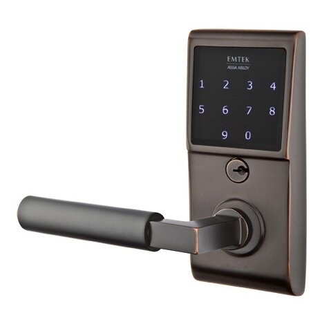 Hercules Left Hand Emtouch Storeroom Lever with Electronic Touchscreen Lock in Oil Rubbed Bronze