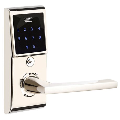 Helios Right Hand Emtouch Storeroom Lever with Electronic Touchscreen Lock in Polished Nickel