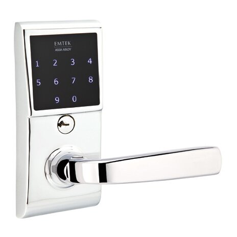 Sion Right Hand Emtouch Storeroom Lever with Electronic Touchscreen Lock in Polished Chrome