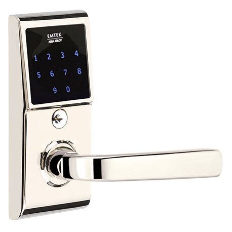 Sion Right Hand Emtouch Storeroom Lever with Electronic Touchscreen Lock in Polished Nickel