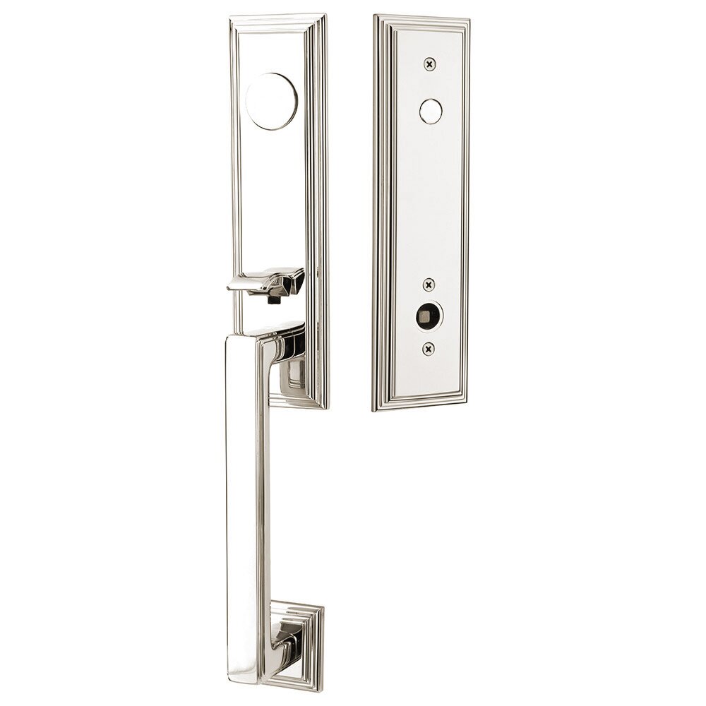Dummy Wilshire Handleset with Lowell Crystal Knob in Polished Nickel