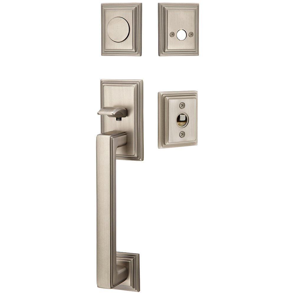 Dummy Hamden Handleset with Lowell Crystal Knob in Pewter