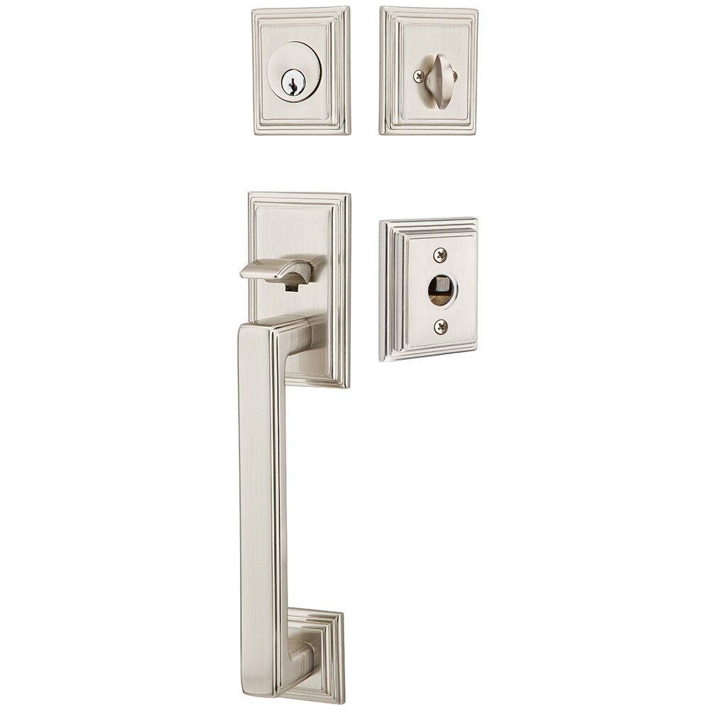 Single Cylinder Hamden Handleset with Sion Right Handed Lever in Satin Nickel