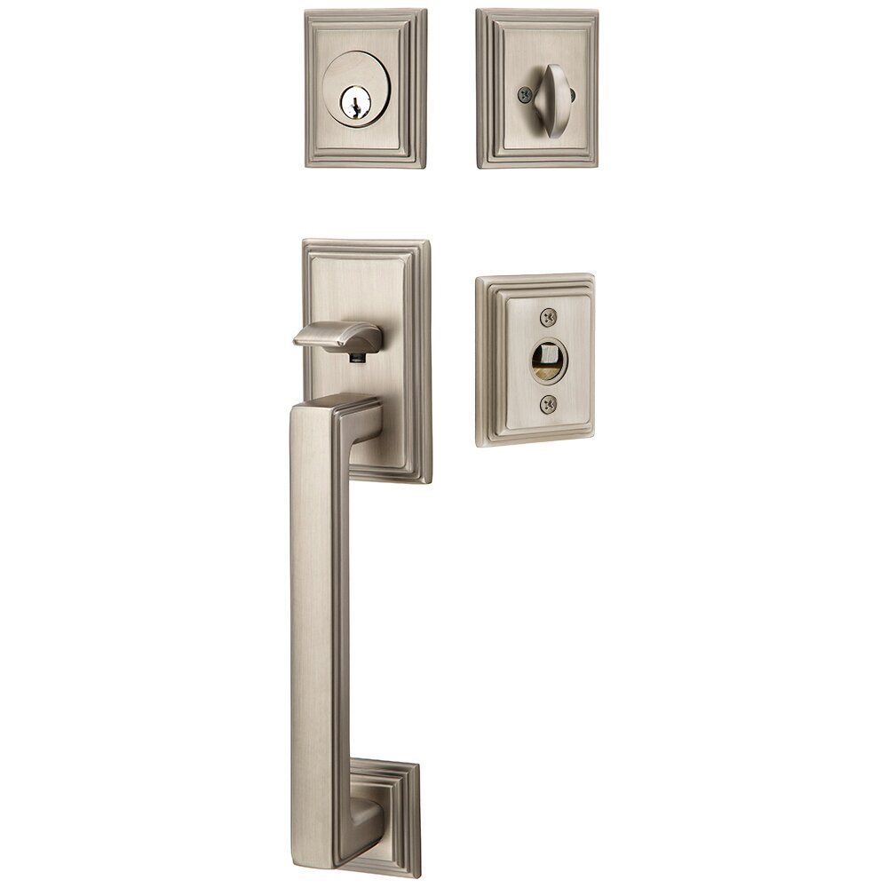 Single Cylinder Hamden Handleset with Lowell Crystal Knob in Pewter
